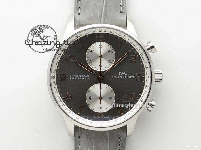 MIROTIME 0128 Unique Portuguese IW3714 Diam ZF V2 1:1 Best Edition Gray Dial On Brown Leather Strap A79350 (Slim Movement) 7250